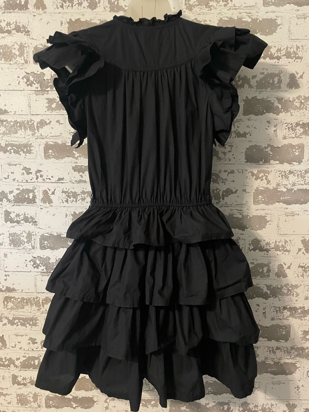 Ulla Johnson Lulua Tiered Ruffle Dress Black Cotton Size 4 - Picture 5 of 8
